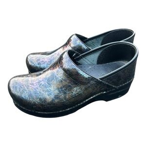 Dansko Professional Lightning Patent Leather Metallic Clogs Women's Size 38